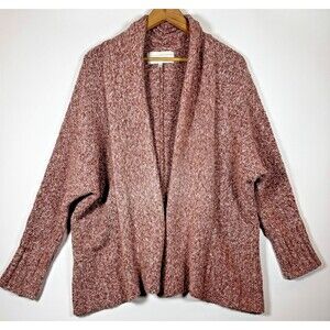 Anthropologie Angel of the North Cardigan XS Pink Marled Knit Open Front Cozy